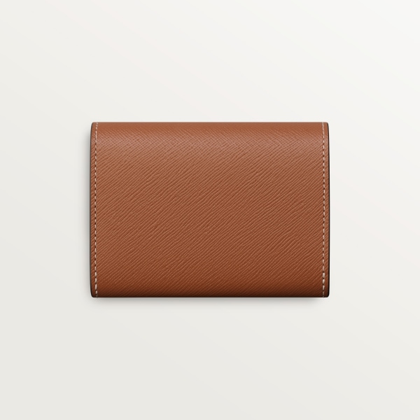 ウォレット C ドゥ カルティエ  キャラメル テクスチャー カーフスキン、ゴールドフィニッシュ