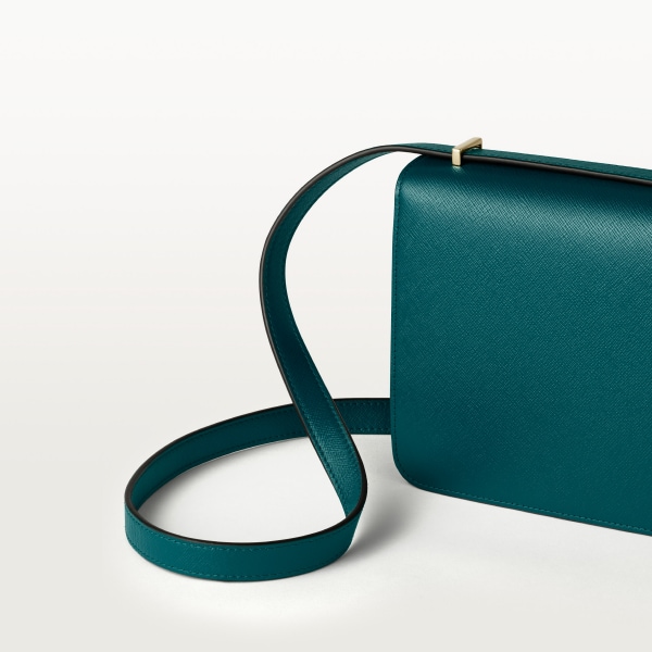 C ドゥ カルティエ ショルダーバッグ ミニ ペトロールブルー テクスチャー カーフスキン、ゴールドフィニッシュ、ペトロールブルー エナメル