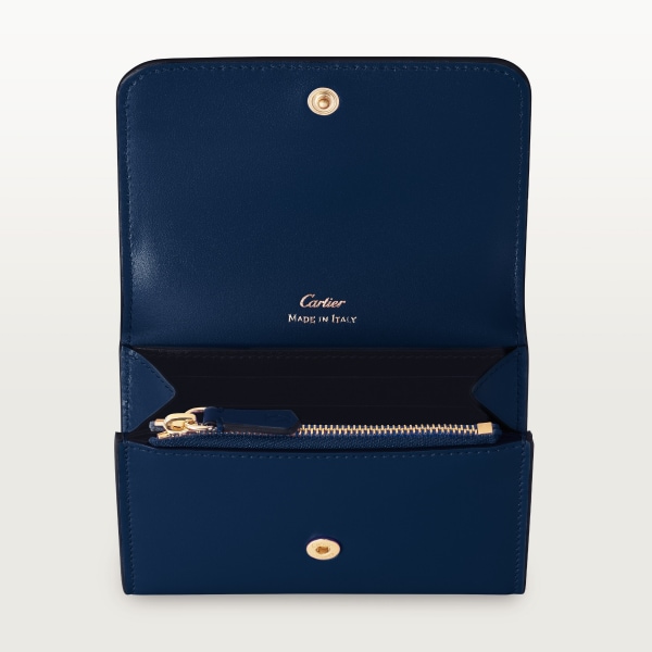  C ドゥ カルティエ ミニ ウォレット ミッドナイトブルー カーフスキン、ゴールド フィニッシュ
