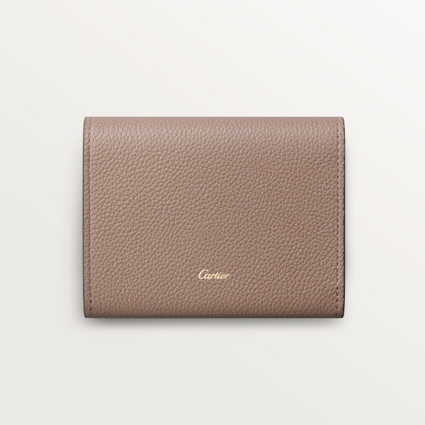 ウォレット パンテール グラフィック  クレイカラー グレインド カーフスキン、ゴールドフィニッシュ