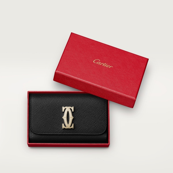 【日本限定】 キーケース C ドゥ カルティエ  ブラック テクスチャー カーフスキン、ゴールドフィニッシュ