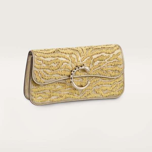 ミニ バッグ パンテール C  ゴールドメタリック カーフスキン、タフテッド パンテールモチーフの刺繍入り