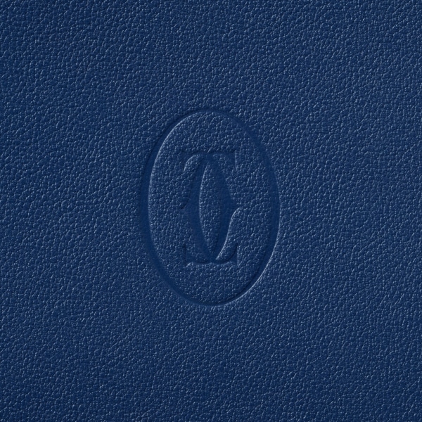 ウォレット マスト  ディープブルー カーフスキン、ゴールドフィニッシュ