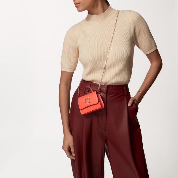 マイクロモデル チェーンバッグ、パンテール ドゥ カルティエ タンジェリン カーフスキン、ゴールドフィニッシュ