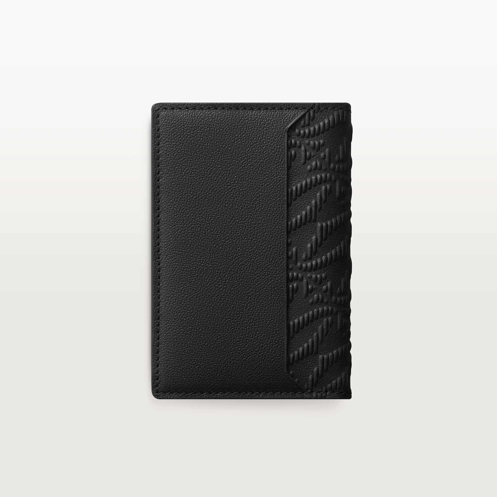 カード ホルダー マスト デボス加工 ブラック カーフスキン、ゴドロンモチーフ、パラジウムフィニッシュ