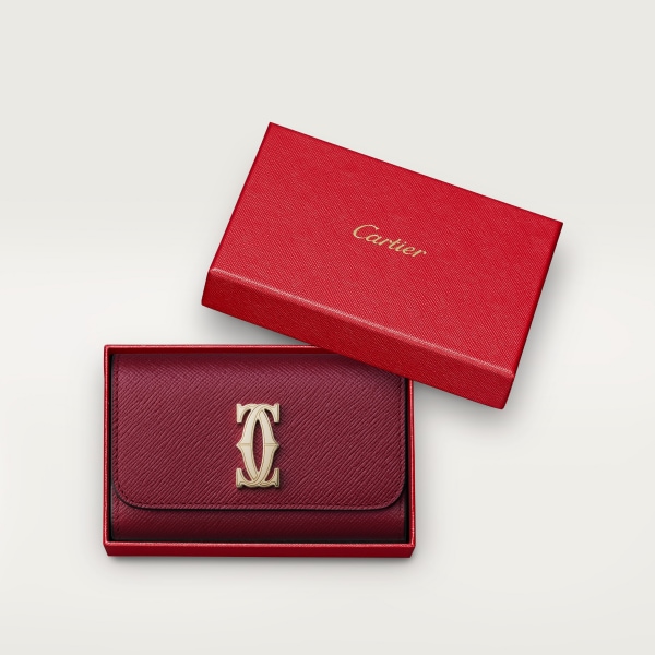 【日本限定】 キーケース C ドゥ カルティエ  チェリーレッド テクスチャー カーフスキン、ゴールドフィニッシュ
