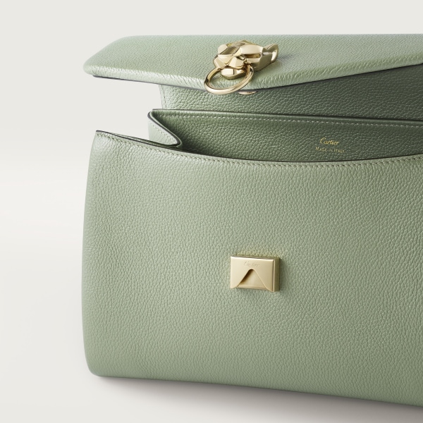 スモール バッグ パンテール  セージグリーン グレインド カーフスキン、ゴールドフィニッシュ
