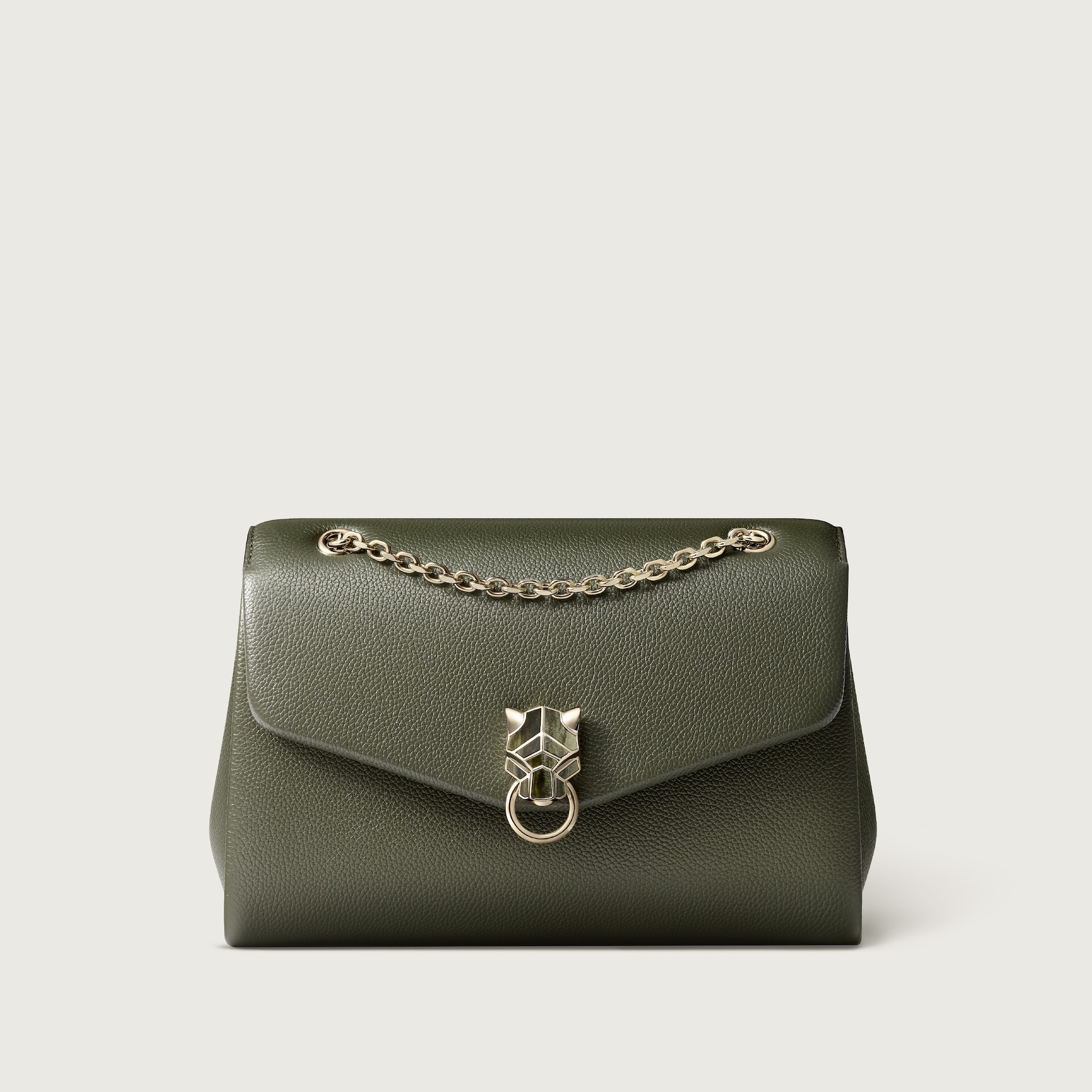 バッグ パンテール グリーンティー カーフスキン、ゴールドフィニッシュ 