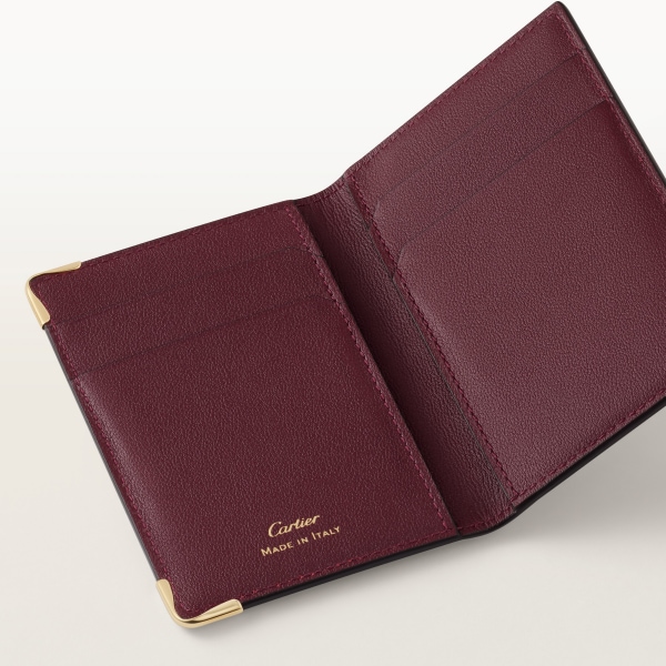 カード ホルダー マスト  XLロゴ パンチング加工ボルドーカラー カーフスキン、ゴールドフィニッシュ