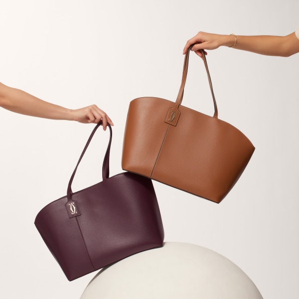 トートバッグ C ドゥ カルティエ  プラム グレイン カーフスキン、ゴールドフィニッシュ