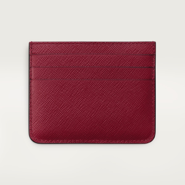 カード ホルダー C ドゥ カルティエ チェリーレッド テクスチャー カーフスキン、刺繡入り、ゴールドフィニッシュ