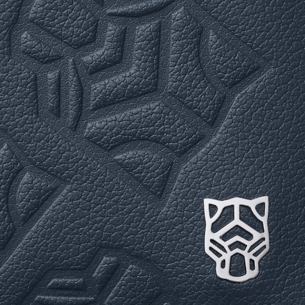 パンテール ドゥ カルティエ ダブル カードホルダー  スティールグレー＆グラファイトグレー エンボス加工カーフスキン、パラジウムフィニッシュ