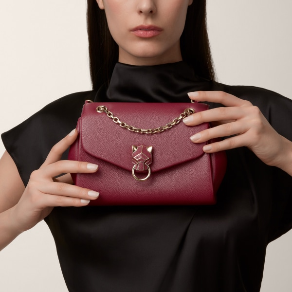 ミニ バッグ パンテール グラフィック  ボルドーカラー カーフスキン、ゴールドフィニッシュ