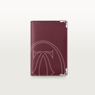 カード ホルダー マスト  ボルドーカラー カーフスキン、XLドットロゴ プリント、パラジウムフィニッシュ