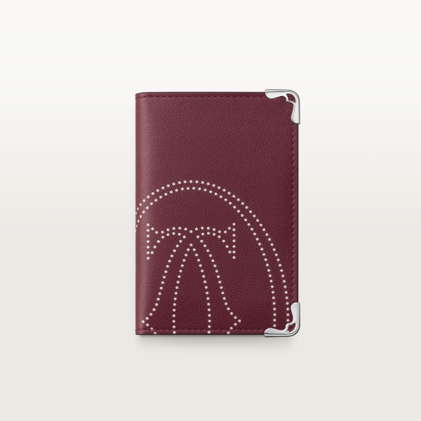 カード ホルダー マスト  ボルドーカラー カーフスキン、XLドットロゴ プリント、パラジウムフィニッシュ