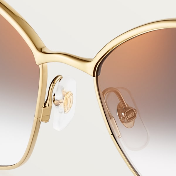 パンテール ドゥ カルティエ サングラス スムース ゴールドフィニッシュ メタル、グレーレンズ 