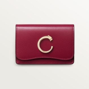 【日本限定】 ビジネスカードホルダー パンテール C  チェリーレッド カーフスキン、ゴールドフィニッシュ