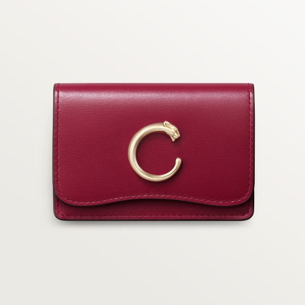 【日本限定】 ビジネスカードホルダー パンテール C  チェリーレッド カーフスキン、ゴールドフィニッシュ