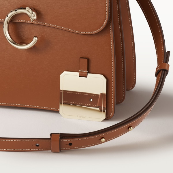 スモール バッグ パンテール C  キャラメル カーフスキン、ゴールドフィニッシュ