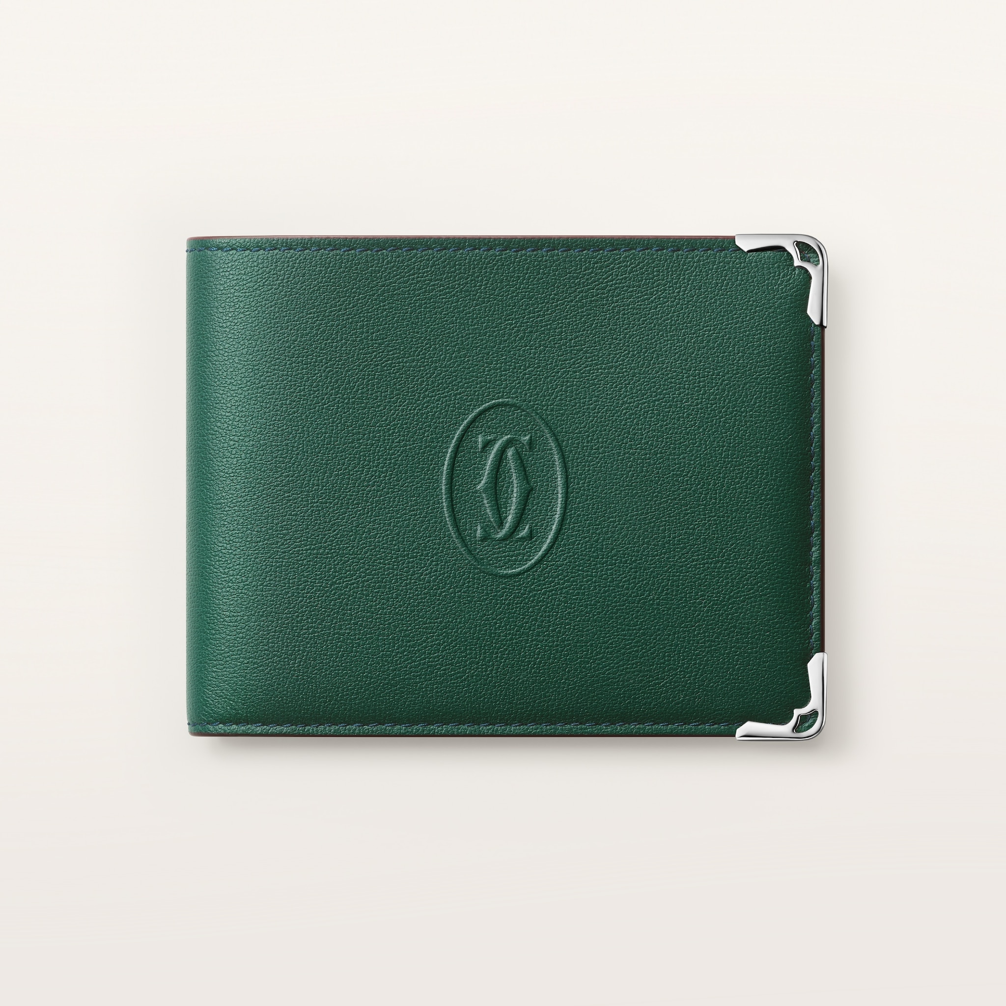マスト ウォレットグリーン カーフスキン、パラジウムフィニッシュ