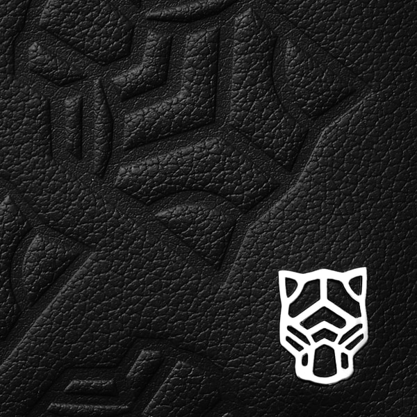 カード ホルダー パンテール  ブラック エンボス加工カーフスキン、パラジウムフィニッシュ