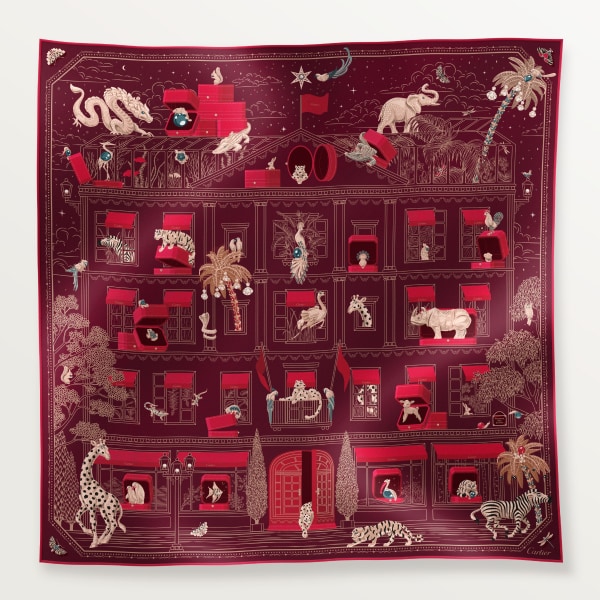 プレシャス アドレス スクエア スカーフ 90 レッド シルクツイル