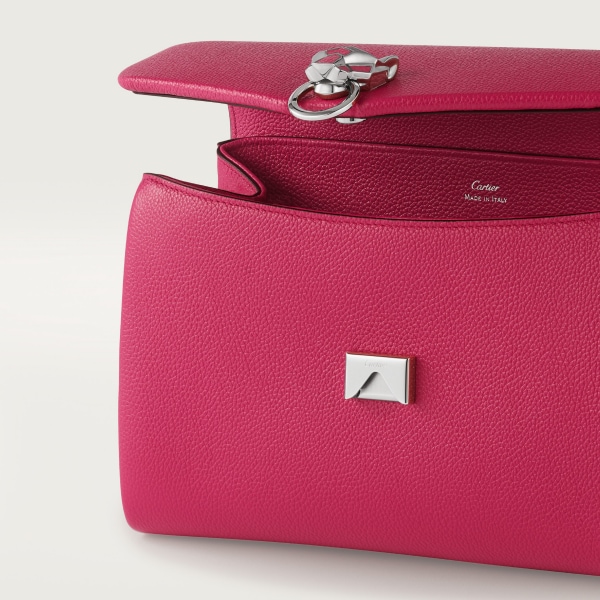 スモール バッグ パンテール グラフィック  ラズベリー カーフスキン、パラジウムフィニッシュ