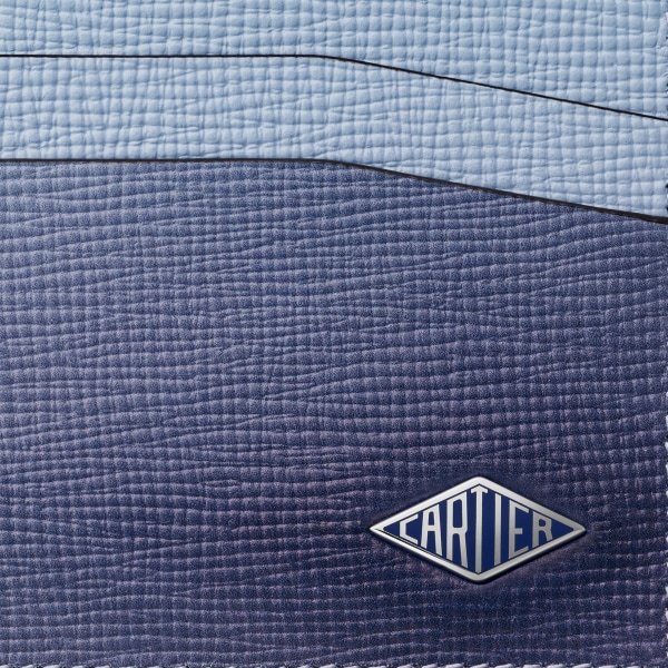 カード ホルダー ロザンジュ  ディープブルー＆クラウドグレー グラデーションカーフスキン、パラジウム＆エナメルフィニッシュ