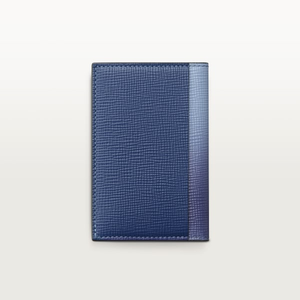 カード ホルダー ロザンジュ  ディープブルー＆クラウドグレー グラデーションカーフスキン、パラジウム＆エナメルフィニッシュ