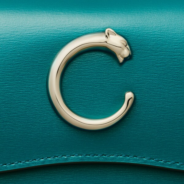 CRL3002300 - パンテール ドゥ カルティエ ミニ ウォレット - ペトロールブルー カーフスキン、ゴールドフィニッシュ - Cartier