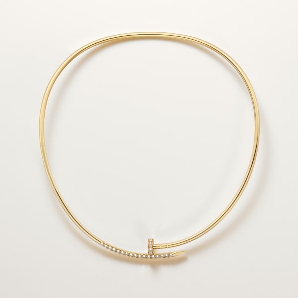 ジュスト アン クル トルク ネックレス、スモールモデル、リバースセッティング ダイヤモンド、ダイヤモンド イエローゴールド、ダイヤモンド