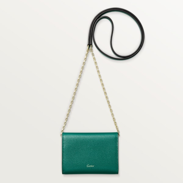 パンテール ドゥ カルティエ ミニ チェーンウォレット  ブライトグリーン カーフスキン、ゴールド フィニッシュ