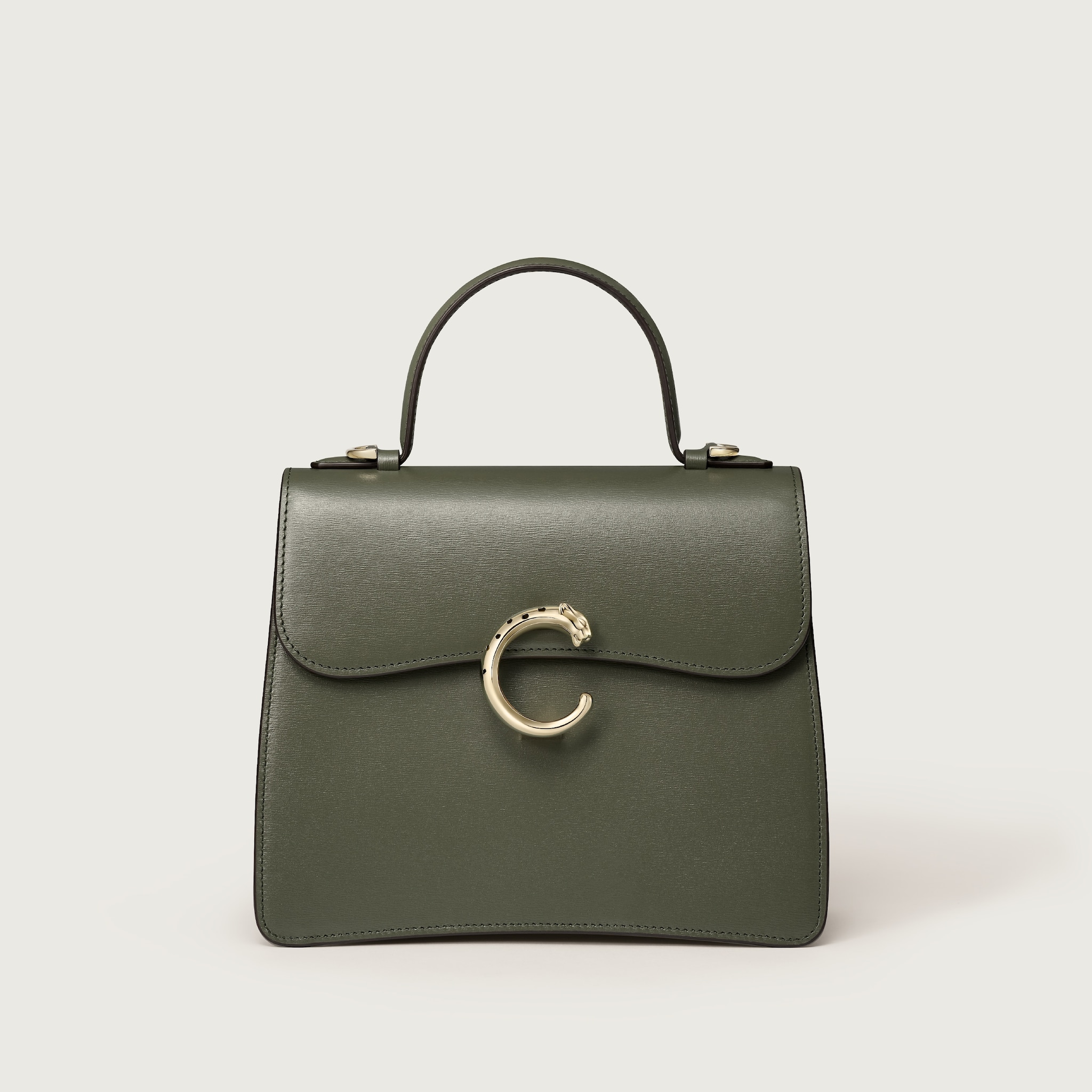 スモール バッグ 
パンテール Cグリーンティー グレインド カーフスキン、ゴールドフィニッシュ 