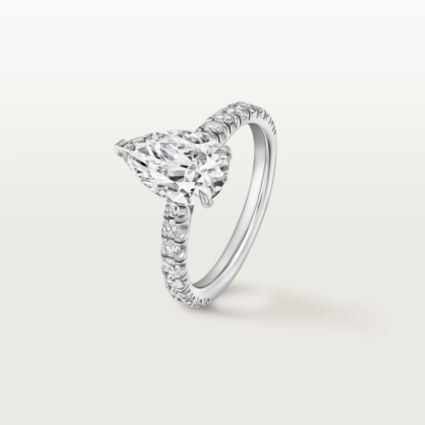 1895 ソリテールリング、ペアシェイプ ダイヤモンド、パヴェセッティング プラチナ、ダイヤモンド