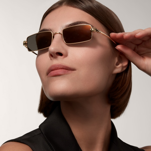 CRESW00687 - パンテール ドゥ カルティエ サングラス - スムース ゴールドフィニッシュ メタル、グレーレンズ - Cartier