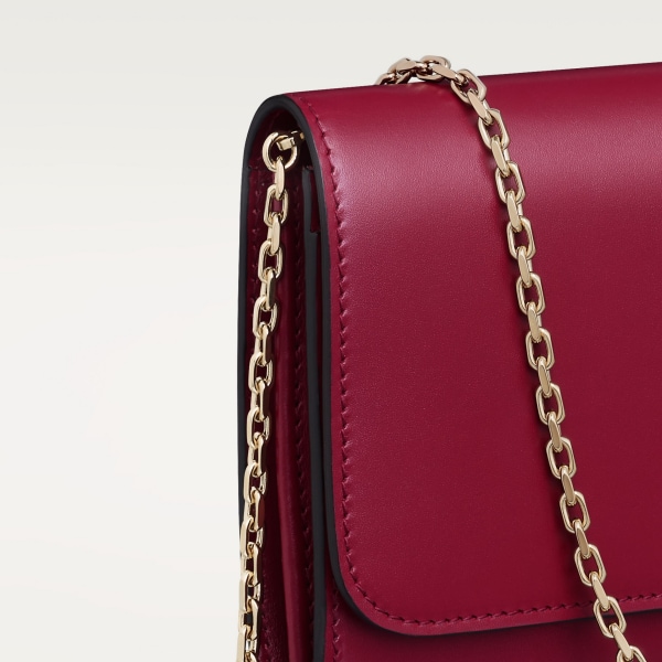 チェーンウォレット C ドゥ カルティエ  チェリーレッド カーフスキン、ゴールドフィニッシュ、チェリーレッド エナメル