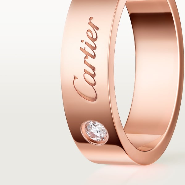 C ドゥ カルティエ ウェディングリング、幅5mm、ダイヤモンド1石 ピンクゴールド、ダイヤモンド