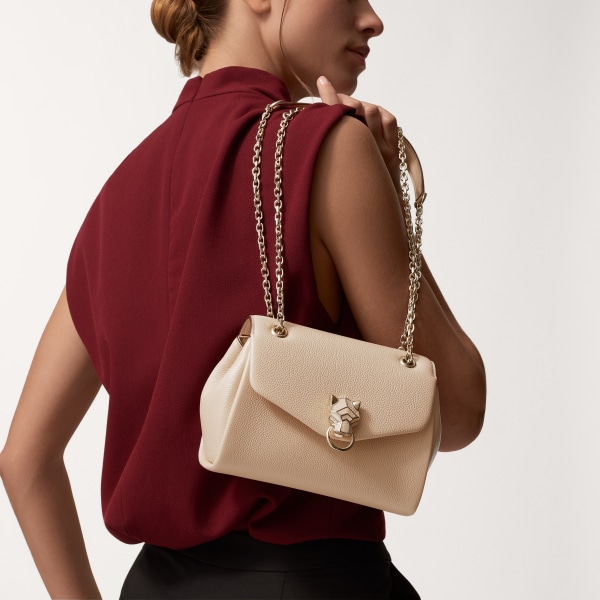 パンテール ドゥ カルティエ チェーンバッグ ミニ ライトベージュ カーフスキン、ゴールドフィニッシュ