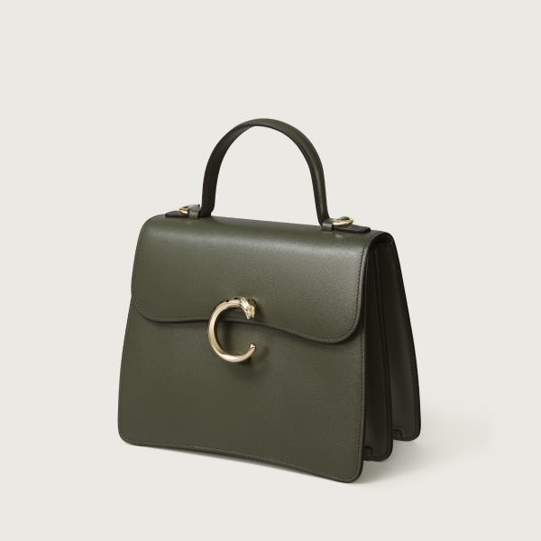 スモール バッグ 
パンテール C グリーンティー グレインド カーフスキン、ゴールドフィニッシュ 