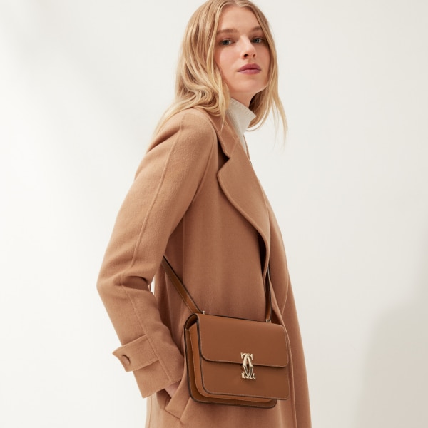 ミニ バッグ C ドゥ カルティエ  キャラメル テクスチャー カーフスキン、ゴールドフィニッシュ