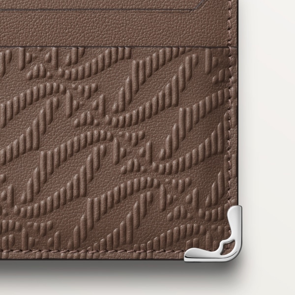 カード ホルダー マスト  デボス加工 ペッパーグレー カーフレザー、ゴドロンモチーフ、エンボス加工 パラジウムフィニッシュ 