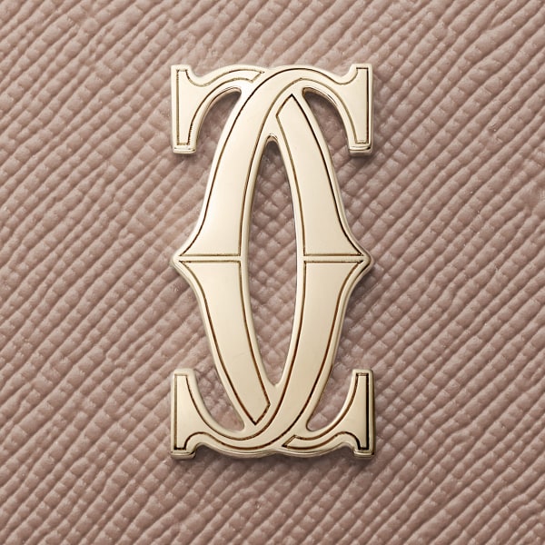 カード ホルダー C ドゥ カルティエ クレイカラー テクスチャード カーフスキン、ゴールドフィニッシュ