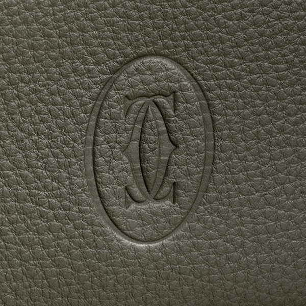 ポーチ マスト  カーキ カーフスキン、パラジウムフィニッシュ