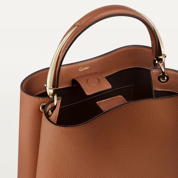 スモール バッグ 
パンテール ドゥーブル  ハンドルバッグ、キャラメル グレイン カーフスキン、ゴールドフィニッシュ