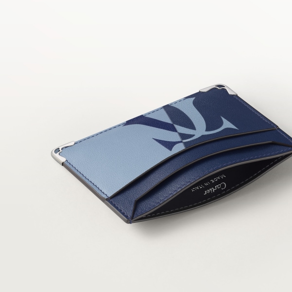 カード ホルダー マスト  ディープブルー＆クラウドグレー スムースカーフスキン、パラジウムフィニッシュ