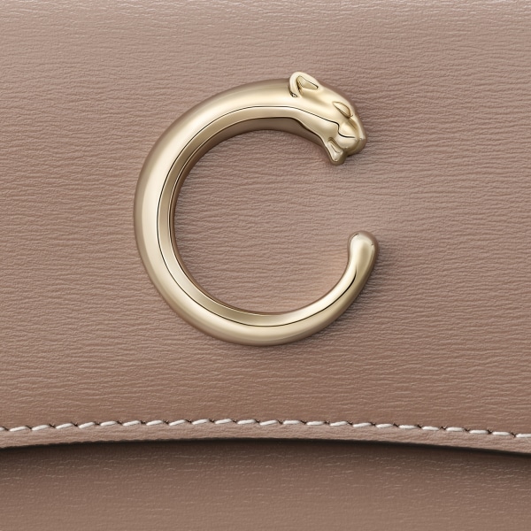 ウォレット パンテール  クレイカラー グレインド カーフスキン、ゴールドフィニッシュ