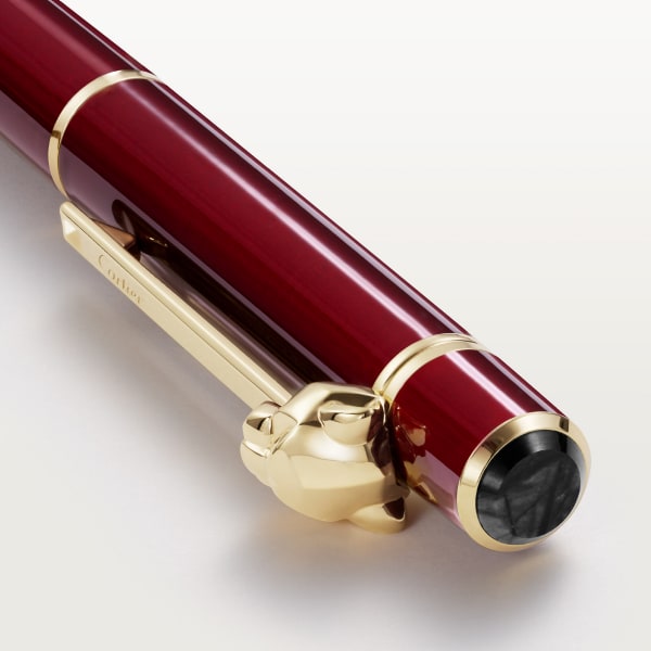 パンテール ドゥ カルティエ ボールペン SM、バーガンディカラーラッカー、ゴールドフィニッシュ