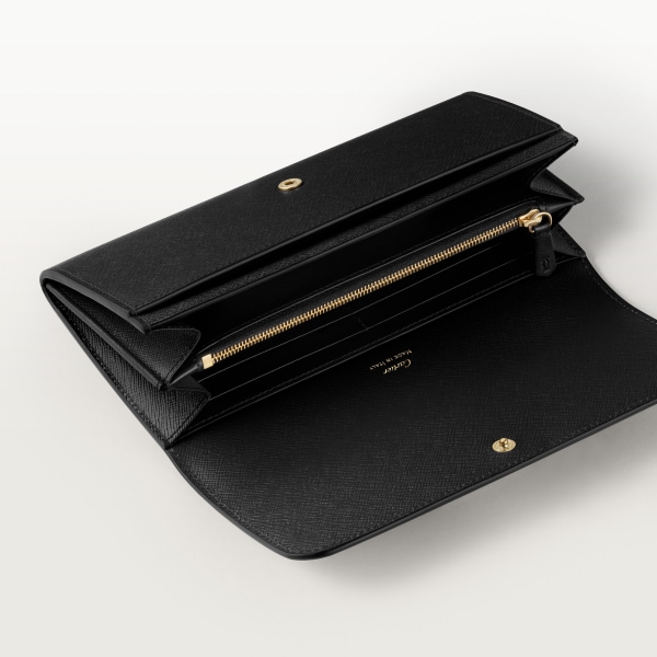 ウォレット C ドゥ カルティエ  ブラック テクスチャー カーフスキン、ゴールドフィニッシュ