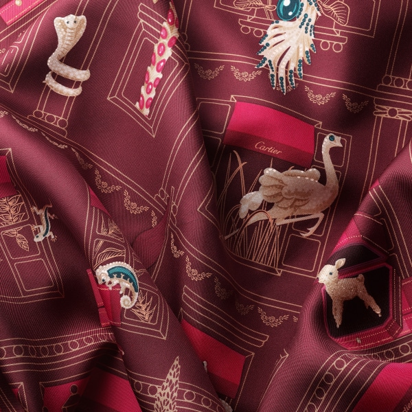 プレシャス アドレス スクエア スカーフ 90 レッド シルクツイル