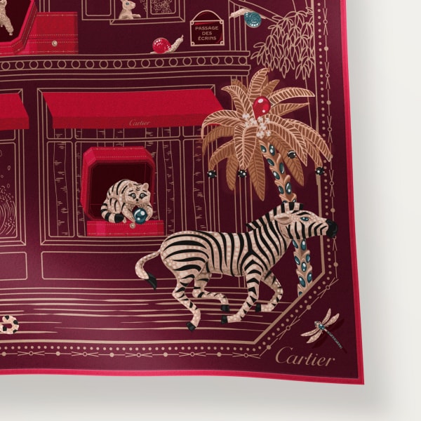 プレシャス アドレス スクエア スカーフ 90 レッド シルクツイル